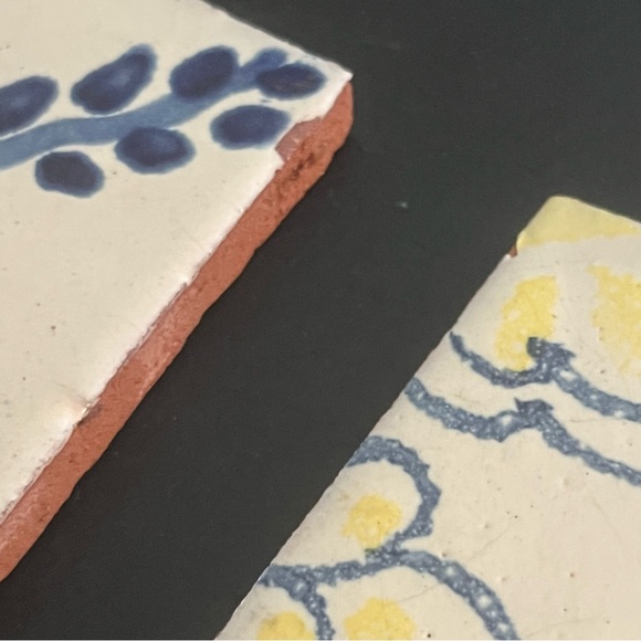 Mexican Hand Painted Terra-Cotta Talavera Vintage Tiles Set of 4 - Picture 8 of 14